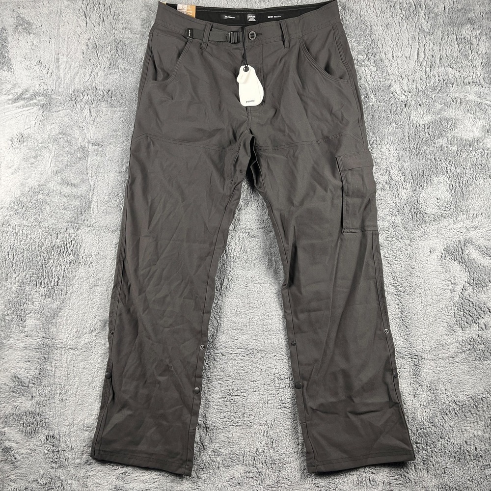 Prana Stretch Zion Pant II Mens 30x30 Dark Iron Roll Up Relaxed Straight Stretch
